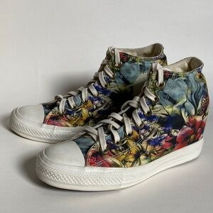 Converse All Star Lux Floral Wedge Sneakers Size 8
